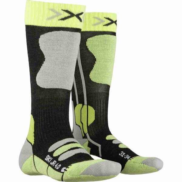 X-SOCKS® SKI JR 4.0 ANTHRACITE MELANGE/GREEN LIME SIZE 35-38