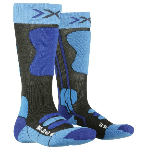 X-SOCKS® SKI JR 4.0 ANTHRACITE MELANGE/ELECTRIC BLUE SIZE 24-26