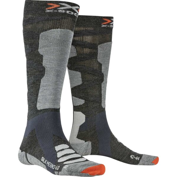 X-SOCKS® SKI SILK MERINO 4.0 ANTHRACITE MELANGE/GREY MELANGE SIZE 45-47