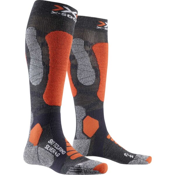 X-SOCKS® SKI TOURING SILVER 4.0 ANTHRACITE MELANGE/ORANGE FLUO SIZE 39-41