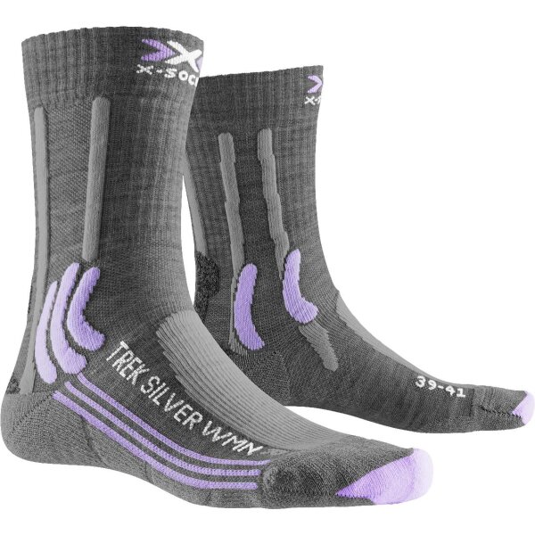 X-SOCKS® TREK SILVER WMN GREY MELANGE/BRIGHT LAVENDER SIZE 41-42