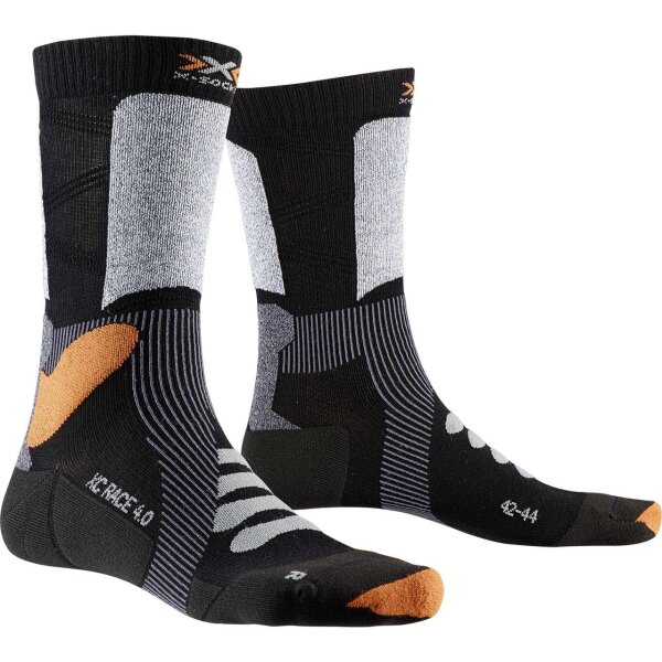 X-SOCKS® X-COUNTRY RACE 4.0 BLACK/STONE GREY MELANGE SIZE 39-41