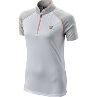 LADIES ZIPPED POLO WHITE/PEACH S