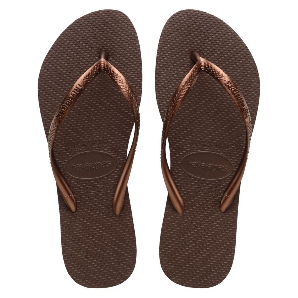 HAVAIANAS SLIM DARK BROWN/METAL ACOUSED 35/36