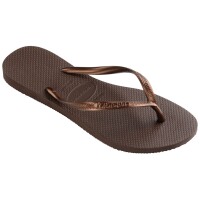HAVAIANAS SLIM DARK BROWN/METAL ACOUSED 35/36