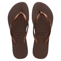 HAVAIANAS SLIM DARK BROWN/METAL ACOUSED 39/40