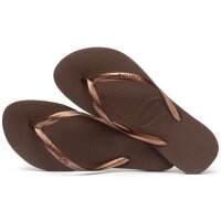 HAVAIANAS SLIM DARK BROWN/METAL ACOUSED 39/40