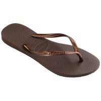 HAVAIANAS SLIM DARK BROWN/METAL ACOUSED 39/40