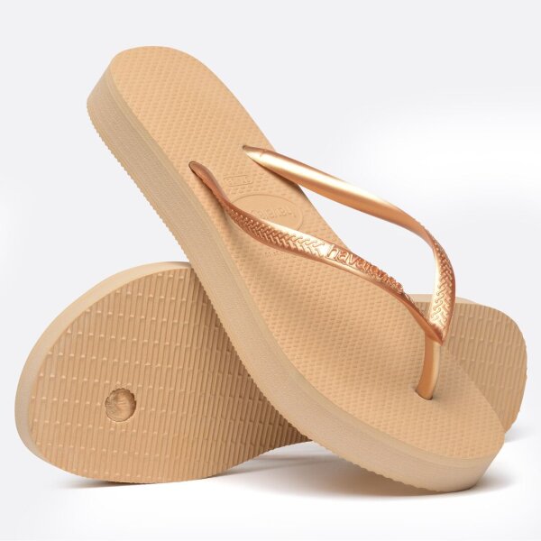 HAVAIANAS SLIM FLATFORM GOLDEN 35/36