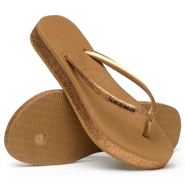 HAVAIANAS SLIM FLATFORM SPARKLE BRONZE EUR 37/38