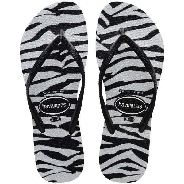 HAVAIANAS SLIM ANIMALS GLITTER BLACK 39/40
