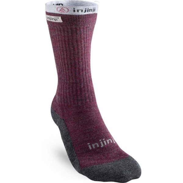 Injinji WOMEN`S LINER/HIKER CREW COOLMAX/NUWOOL MAROON/GRAY