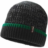 Dexshell  Cuffed Beanie - Black melange/Green edge - L/XL
