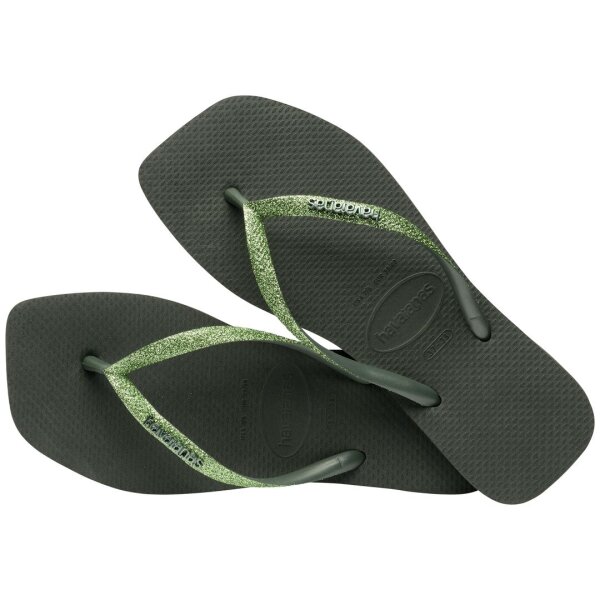 HAVAIANAS SQUARE GLITTER OLIVE GREEN 39/40