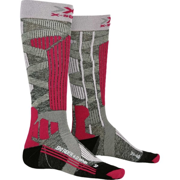 X-SOCKS® SKI RIDER 4.0 WMN STONE GREY MELANGE/PINK 41-42