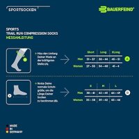 Bauerfeind Trail Run Compression Socks, Men, Carbon Black, 42-45, Wadenumfang M