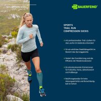 Bauerfeind Trail Run Compression Socks, Women, Graphite Grey, 39-42, Wadenumfang M
