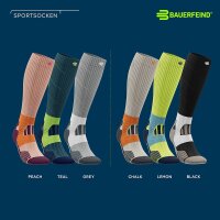 Bauerfeind Trail Run Compression Socks, Women, Graphite Grey, 43-46, Wadenumfang M