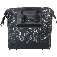 BASIL Einzeltasche "City Grand Fahrradshopper MIK Hooks" schwarz/weiß, blumiges Muster