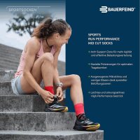 Bauerfeind Run Performance Mid Cut Socks, Women, Black, 39-42
