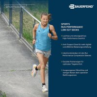 Bauerfeind Run Performance Low Cut Socks, Men, Black, 42-45